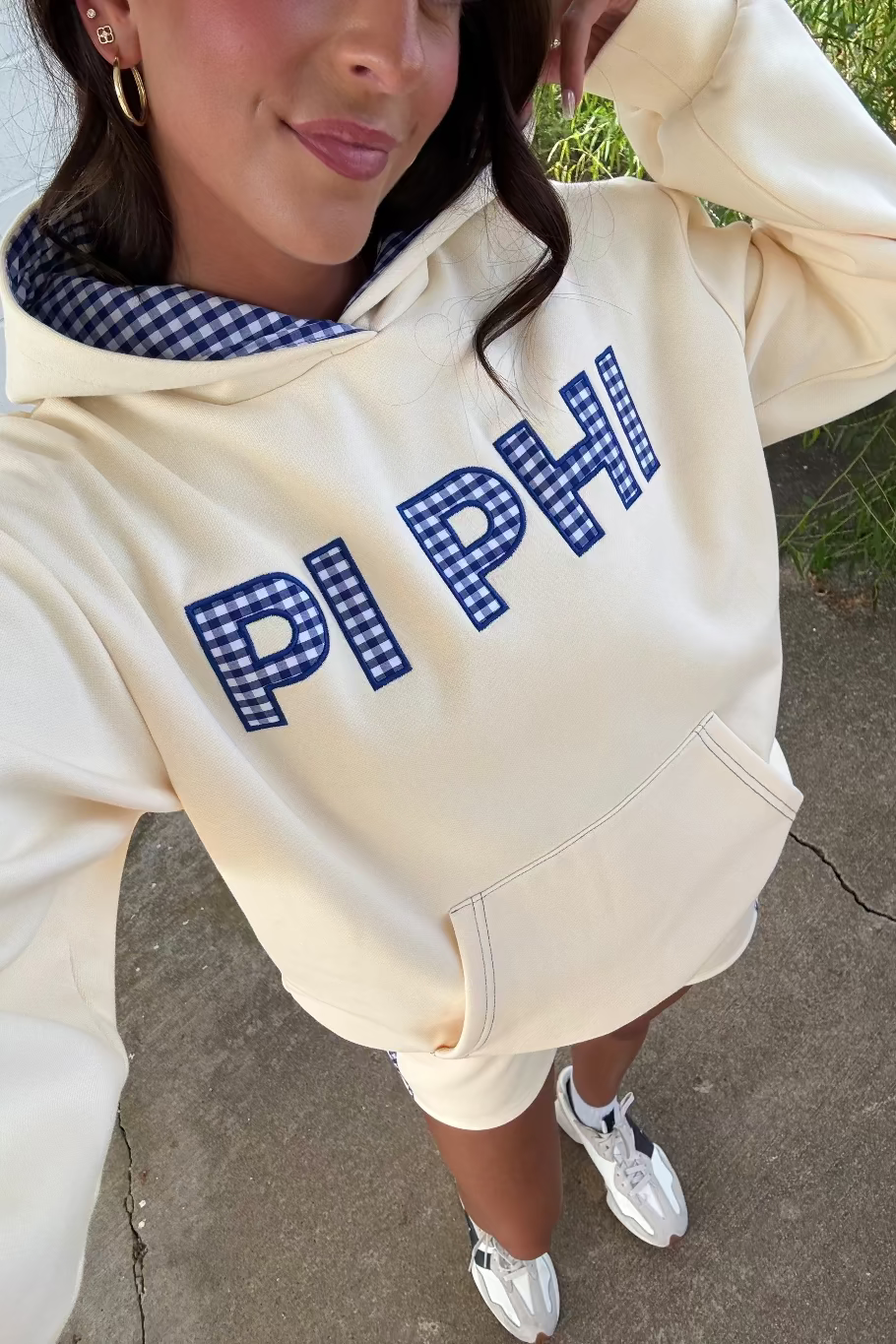 Custom Gingham Appliqué Hoodie + Shorts Set