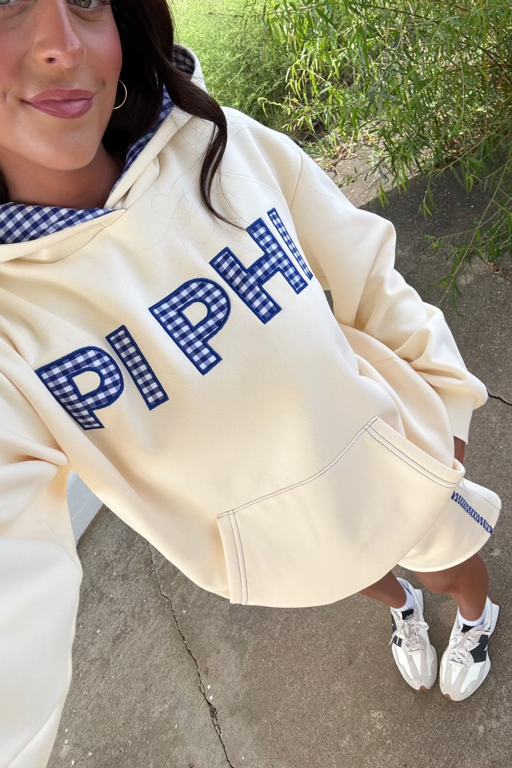 Pi Phi Blue Gingham Applique Hoodie Set