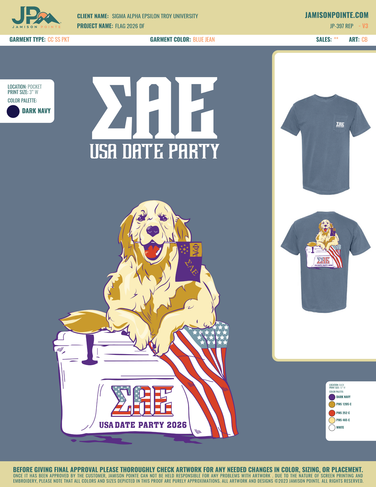 JP-397 REP Sigma Alpha Epsilon Troy University Flag 2026 DF