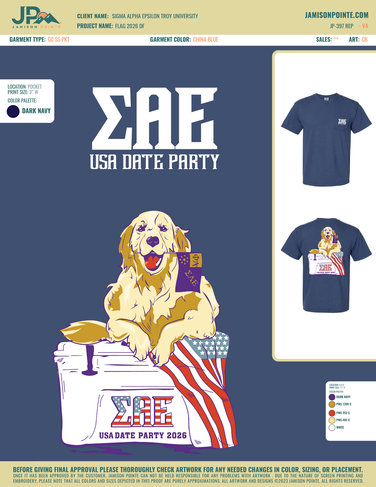 JP-397 REP Sigma Alpha Epsilon Troy University Flag 2026 DF