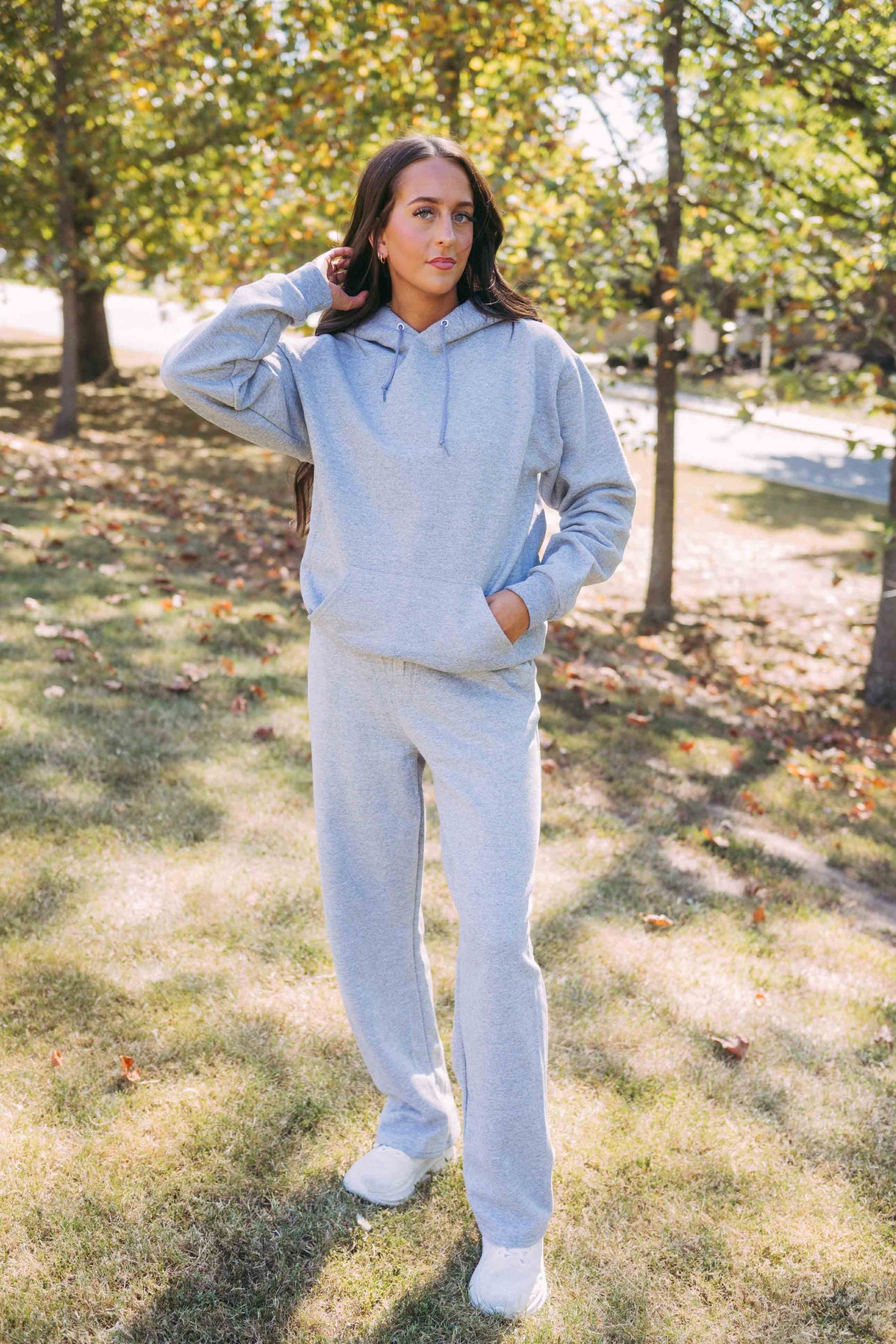 Jerzees Open Bottom Sweatpants and Hoodie Set
