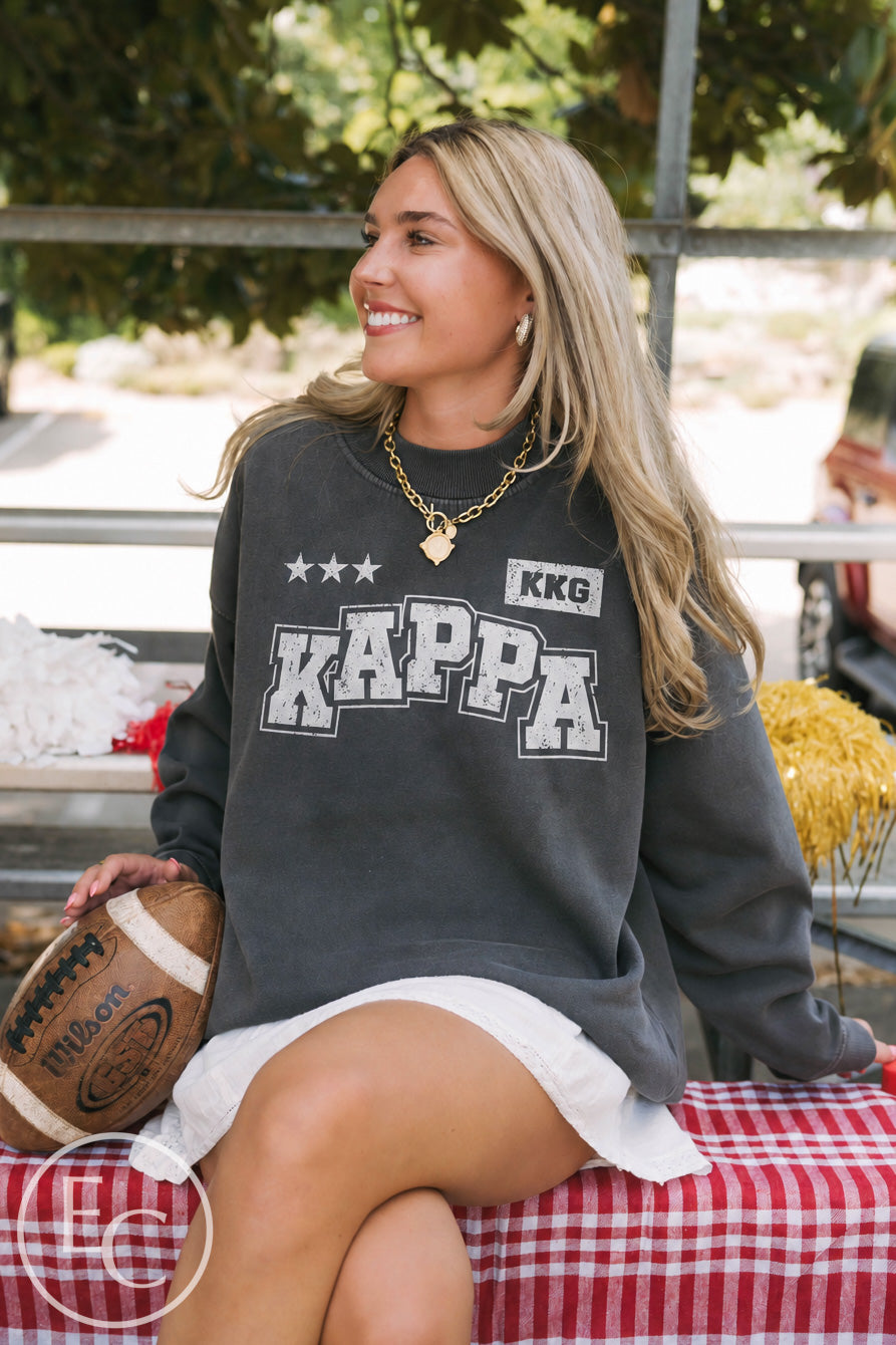 Kappa Kappa Gamma Distressed Smoke Mockneck