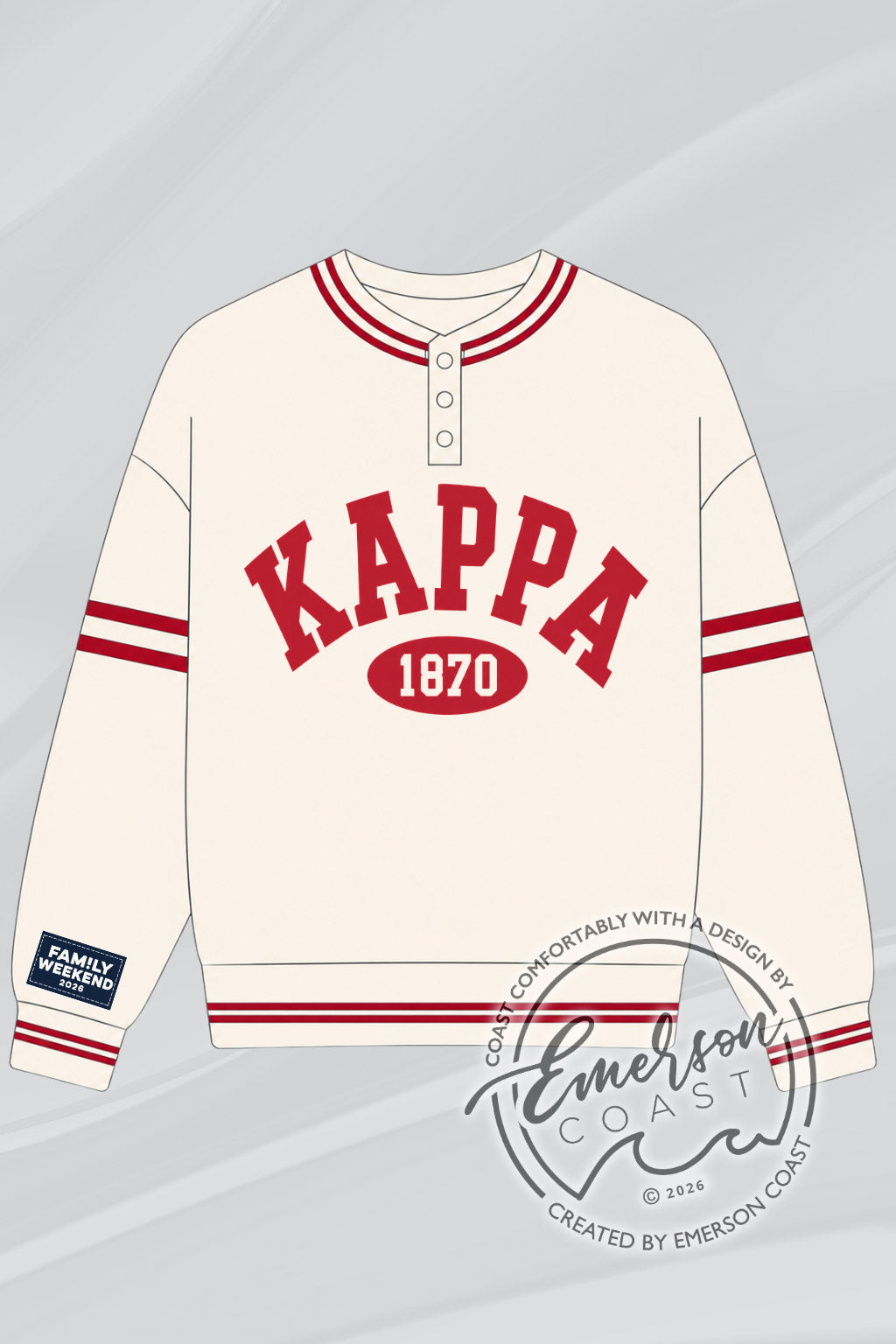 Kappa Cream Collegiate Henley With Family Weekend Patch