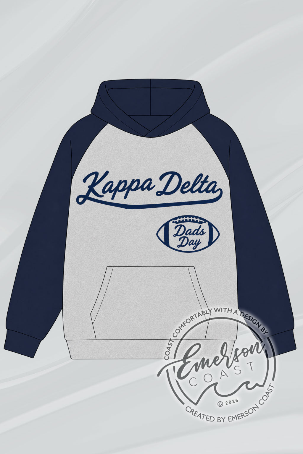 Kappa Delta Grey & Navy Dads Day Raglan Hoodie
