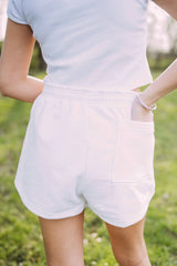 LA Apparel White Baby Tee and Shorts Set