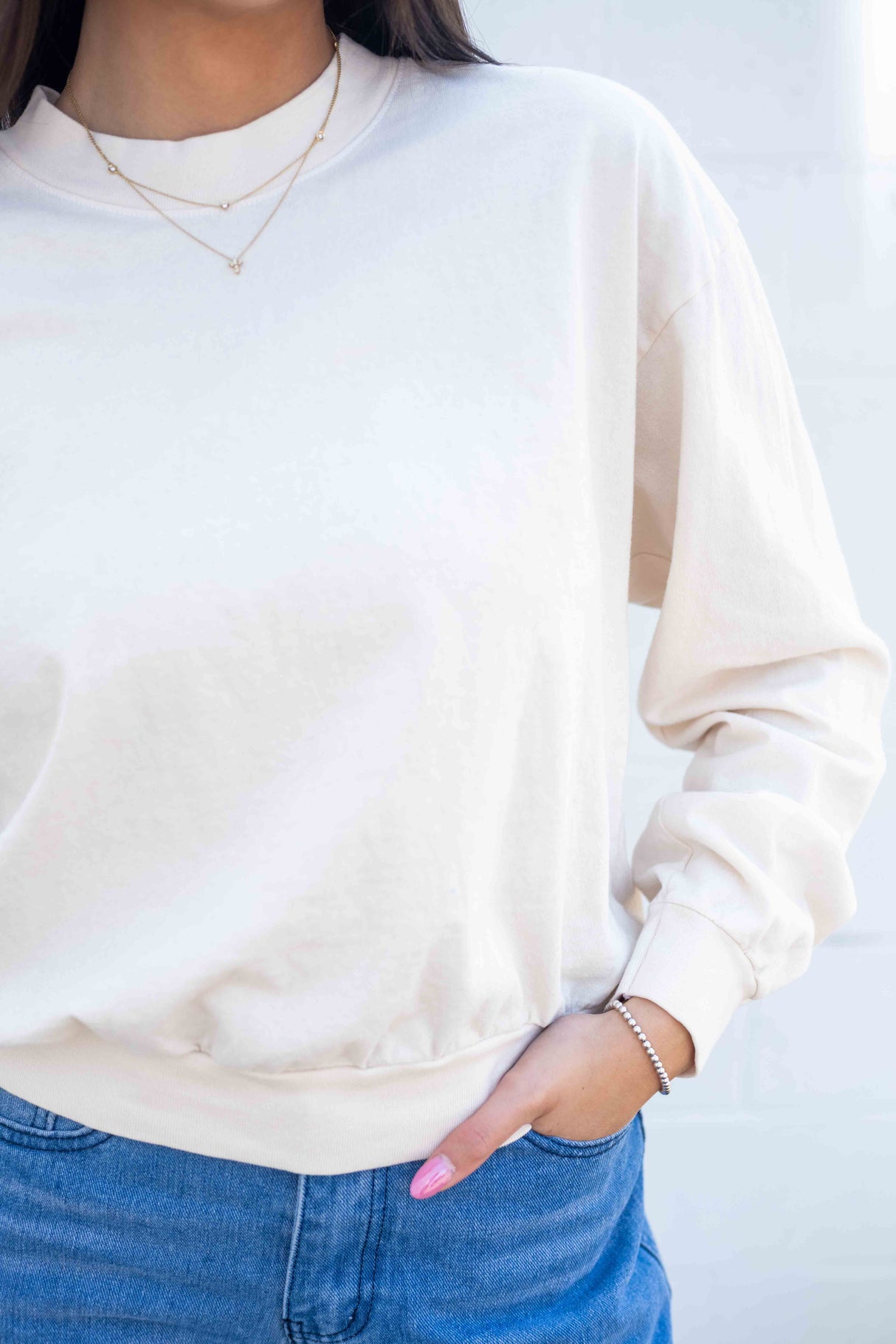 LA Apparel Long Sleeve Crop Mock Neck