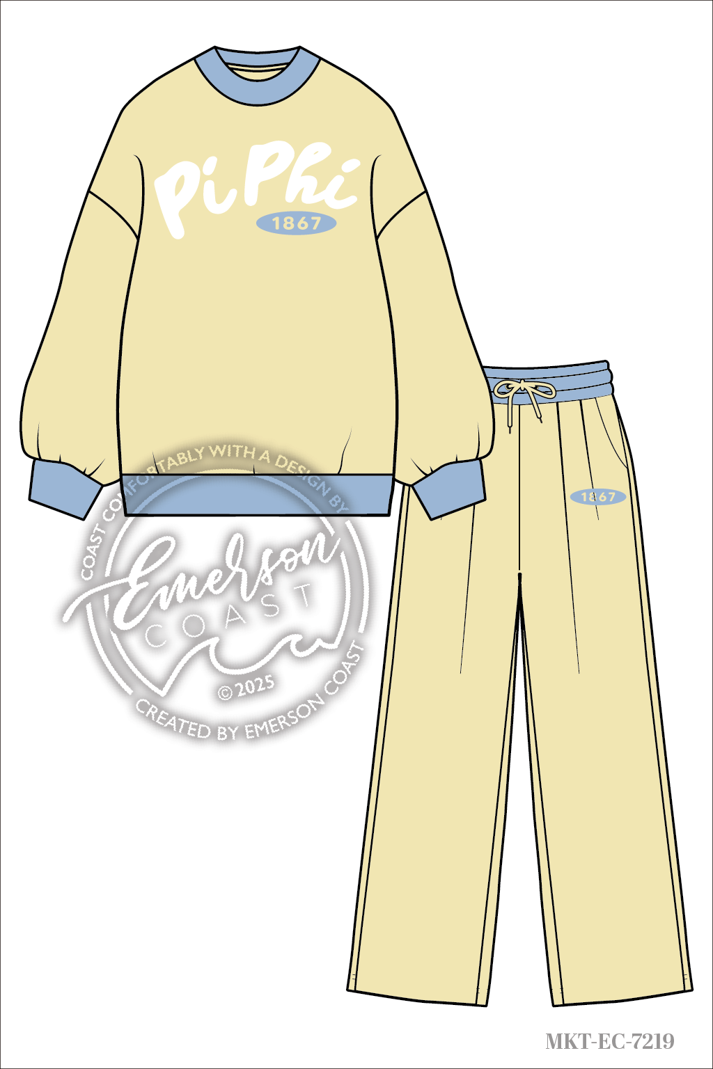 Pi Phi Chenille Colorblock Mock Neck and Pants