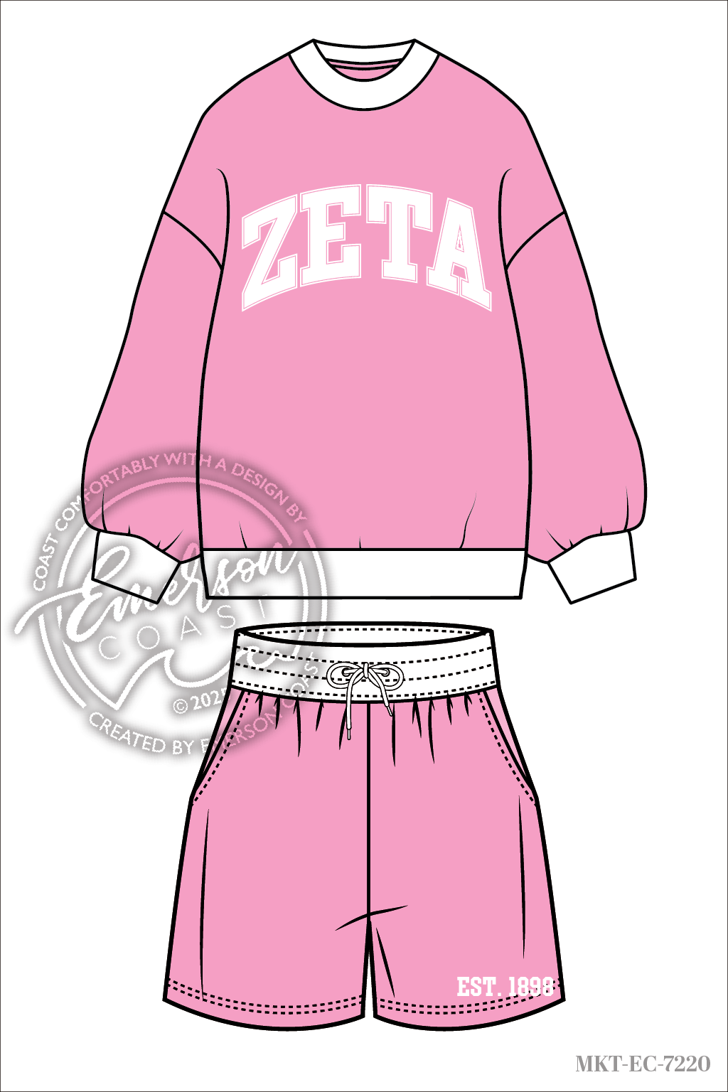 Zeta Pink Applique Mock Neck and Shorts