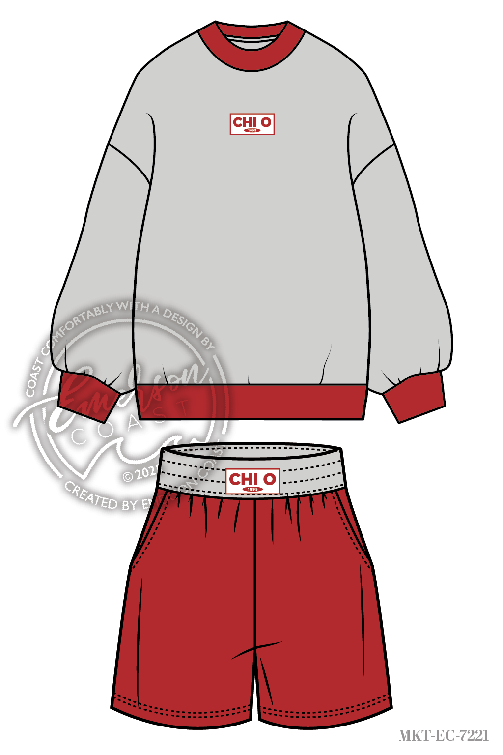 Chi Omega Two Tone Patch Mock Neck and Shorts