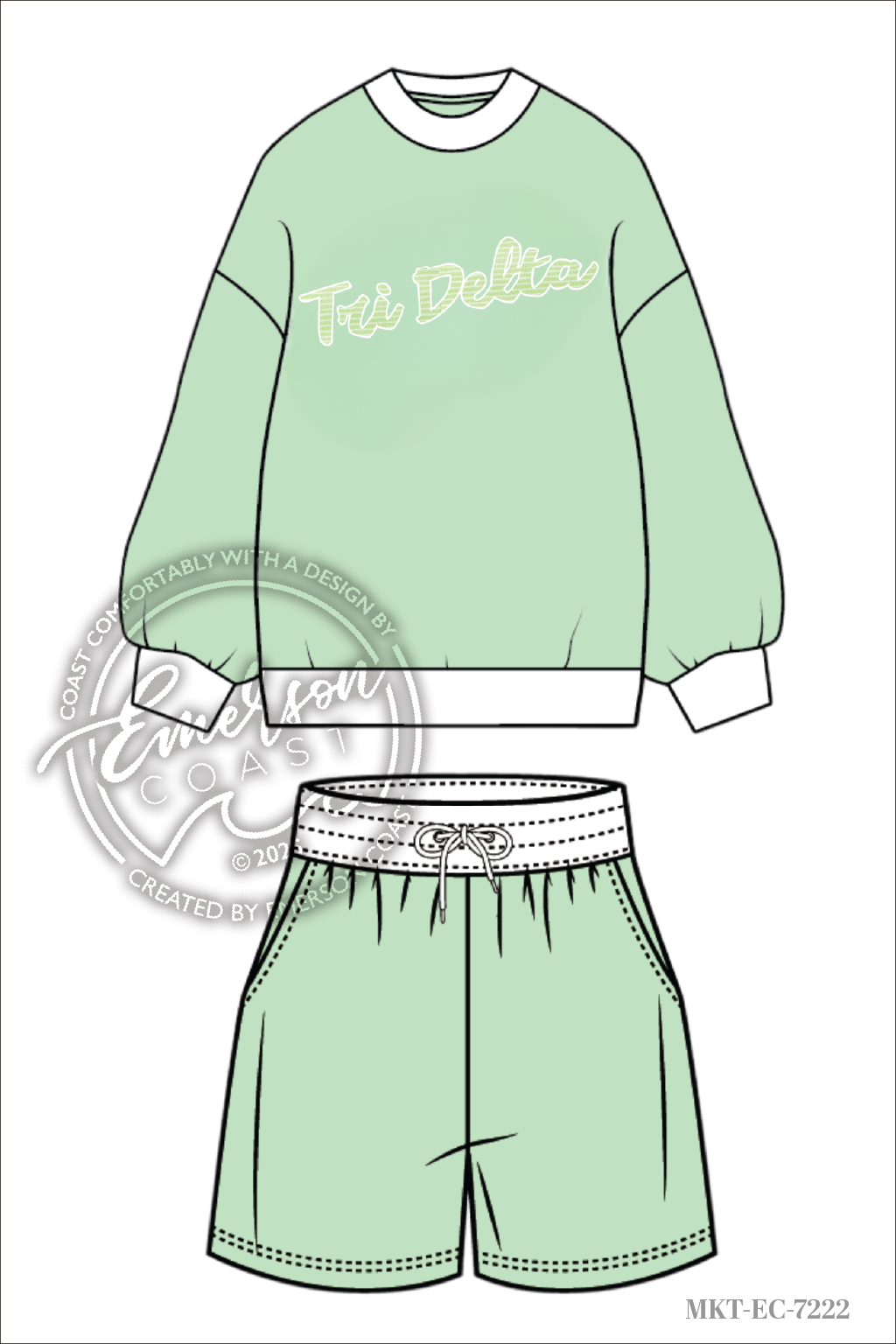 Tri Delta Striped Applique Mock Neck and Shorts