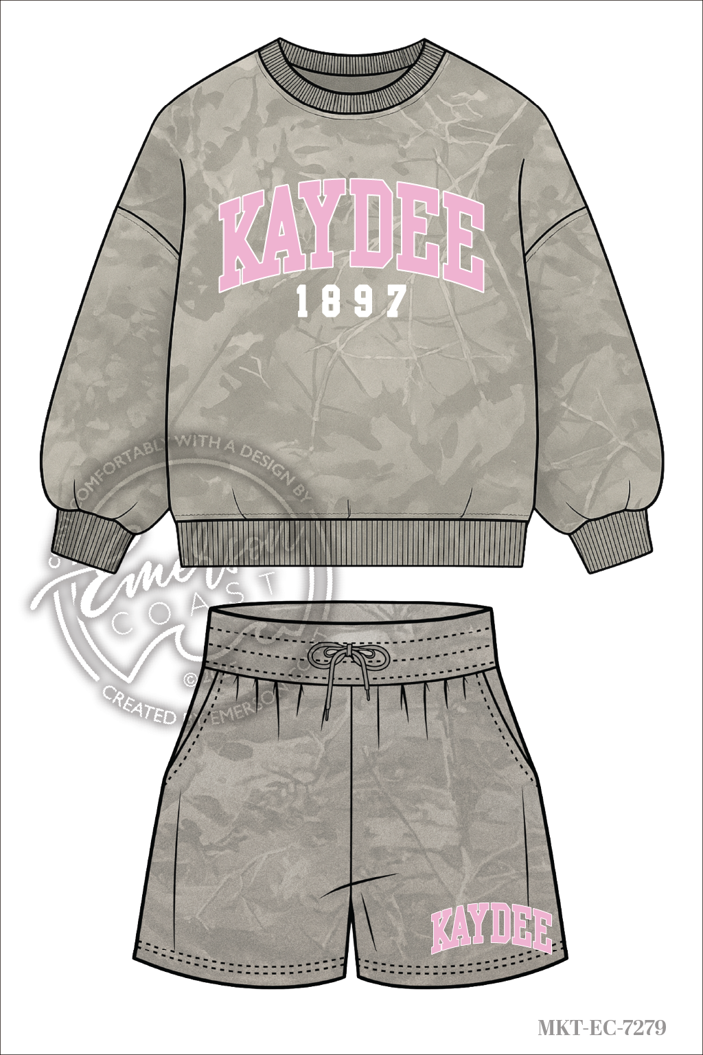 Kaydee Muted Camo Crewneck & Shorts Set