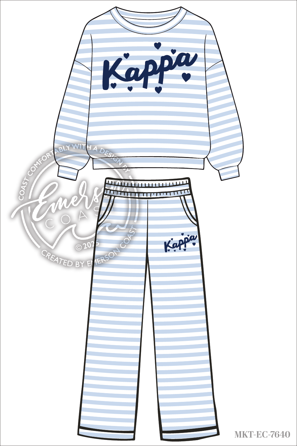Kappa Blue Stripe Crew & Pants Set
