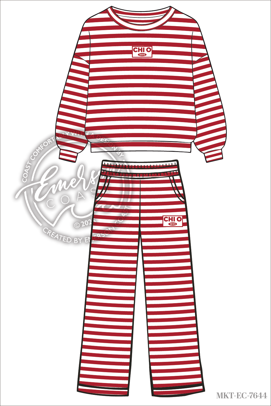 Chio Red Stripe Crew & Pants Set