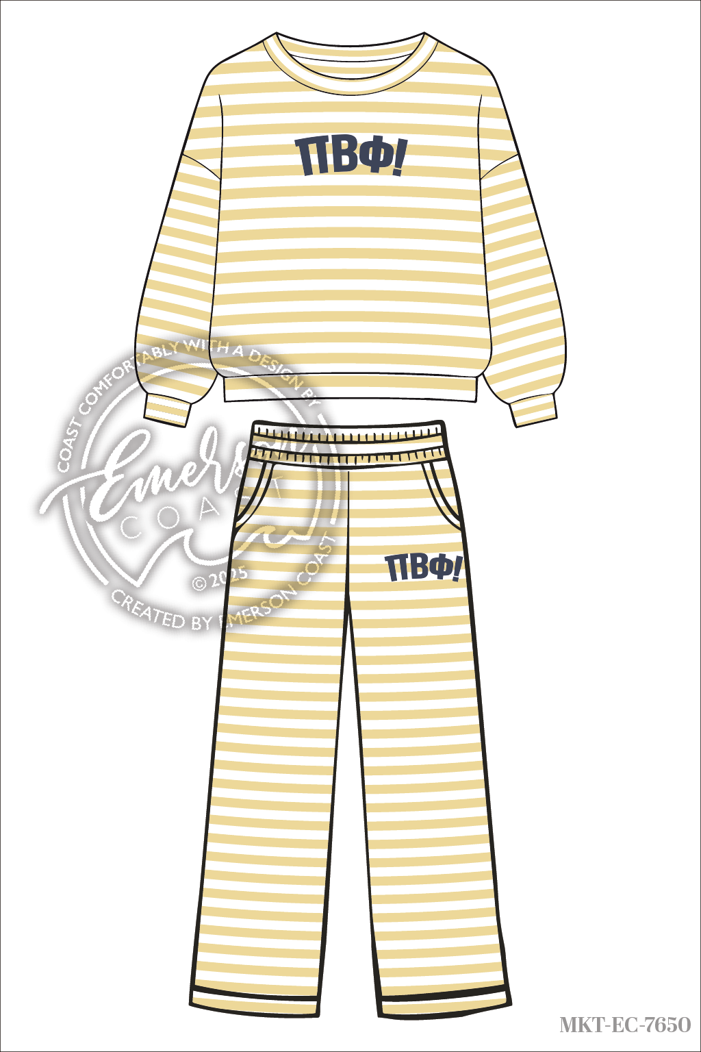 Pi Phi Yellow Stripe Crew & Pants Set