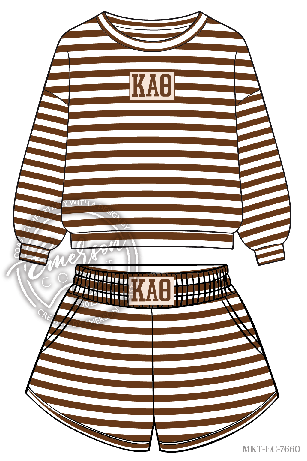 Kappa Alpha Theta Brown Crew & Short Set