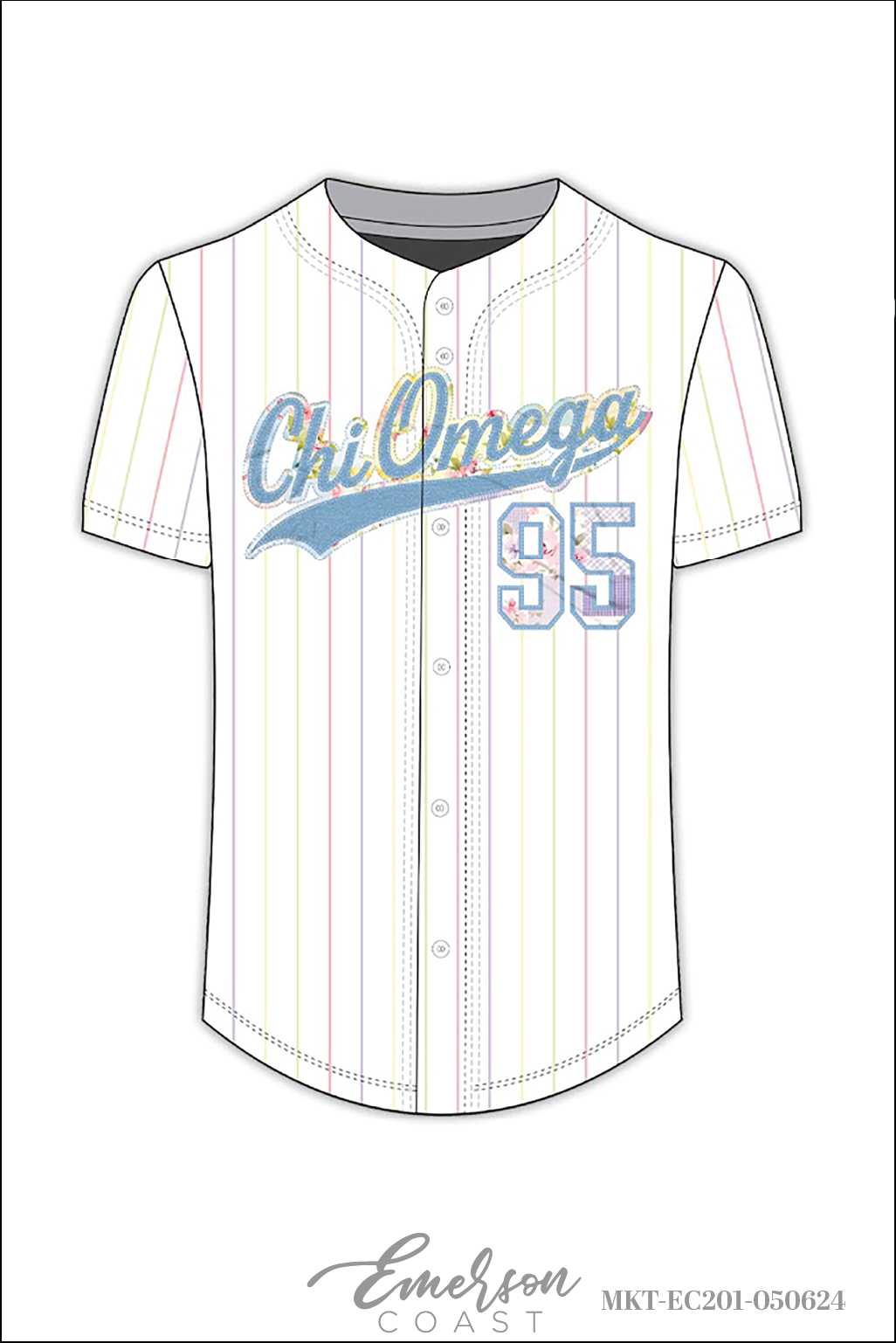 Chi Omega Pastel Patchwork Baseball Jersey