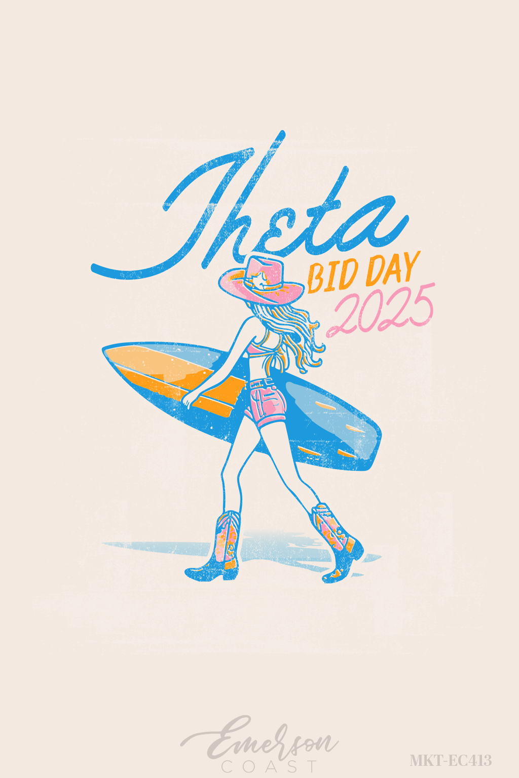 Kappa Alpha Theta Surfer Cowgirl Bid Day Tshirt