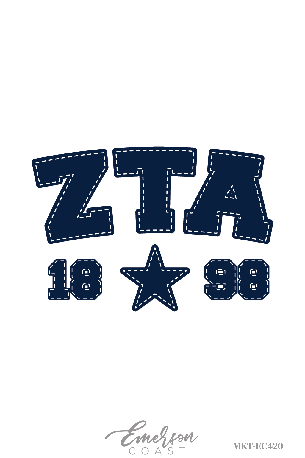 Zeta Tau Alpha Denim Letters Bid Day Tshirt