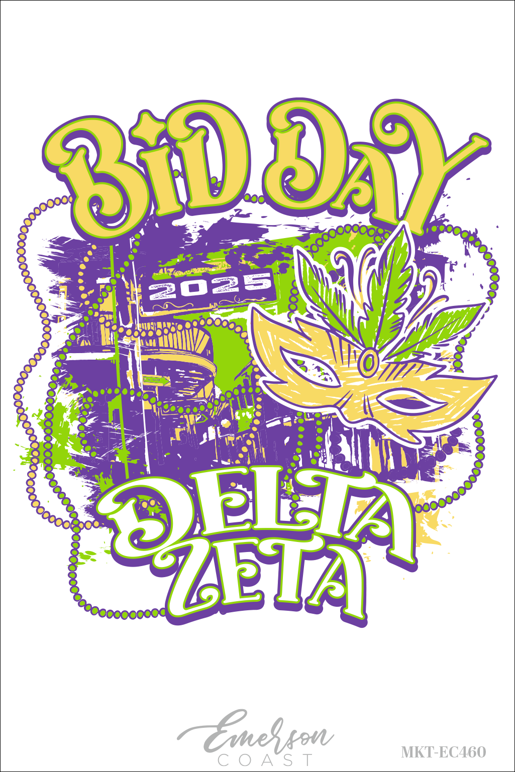 Delta Zeta Mardi Gras Bid Day T-Shirt