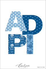 Alpha Delta Pi Blue Patchwork Rolled Cuff T-Shirt