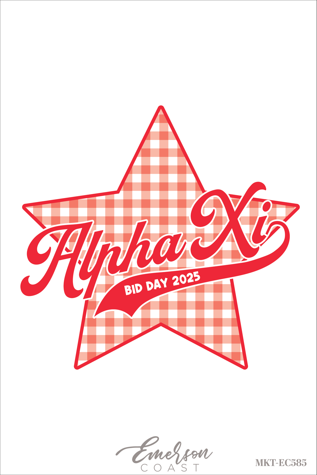 Alpha Xi Delta Red Gingham Star Bid Day Tee