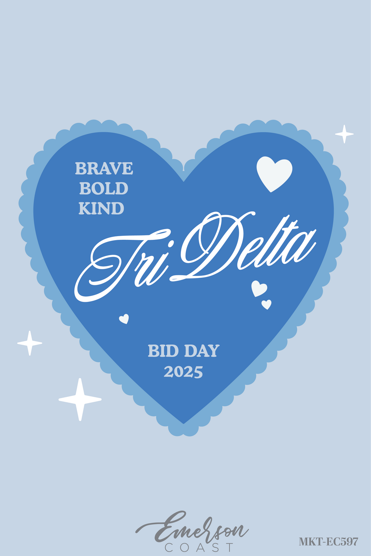 Delta Delta Delta Brave Bold Kind Heart Bid Day Tee