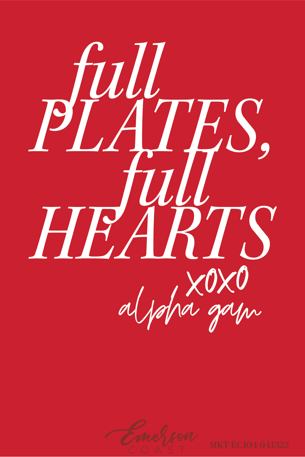 Alpha Gamma Delta Full Plates Full Hearts XOXO Tee