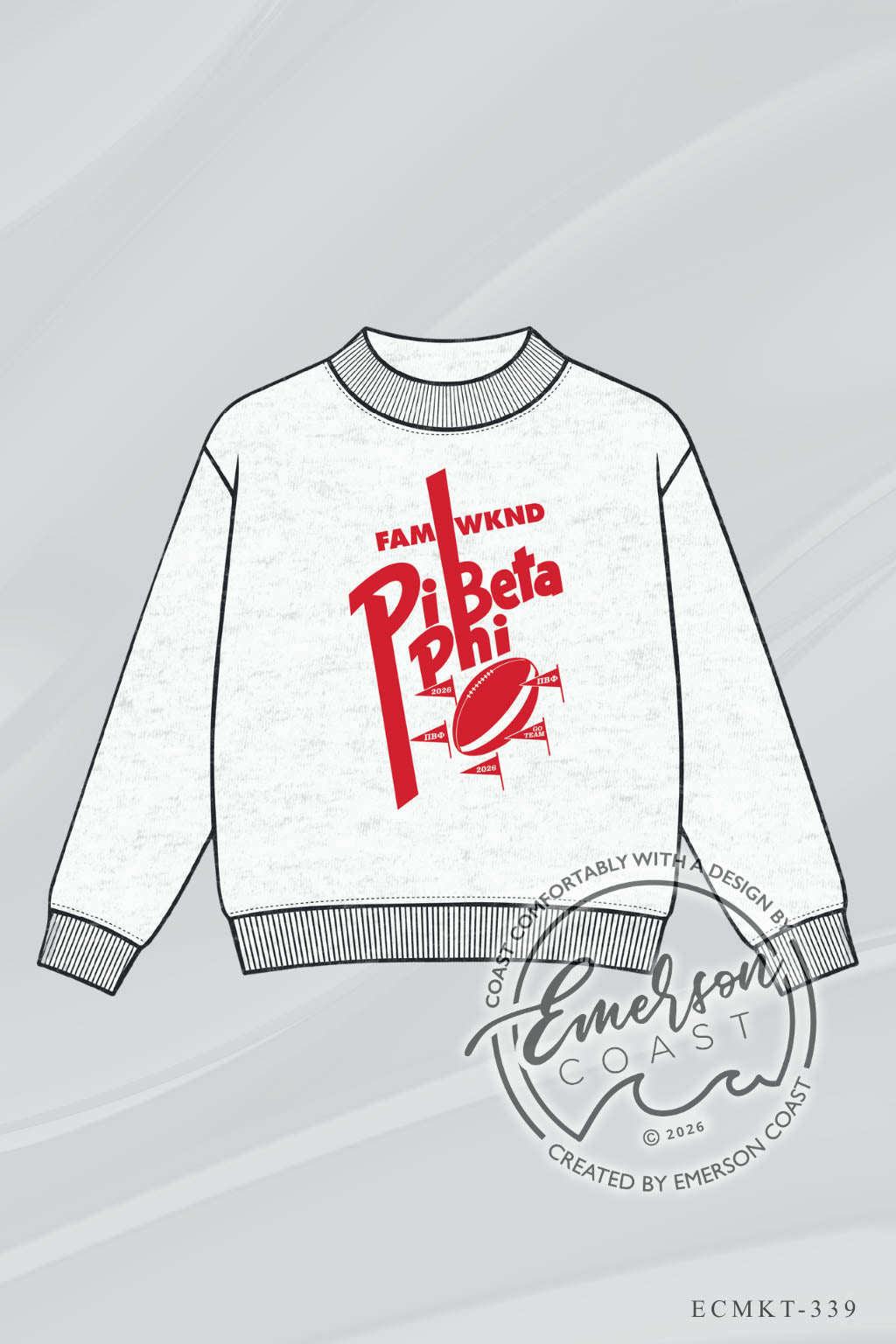 Pi Beta Phi Fam Wknd Grey Classic Mock Neck