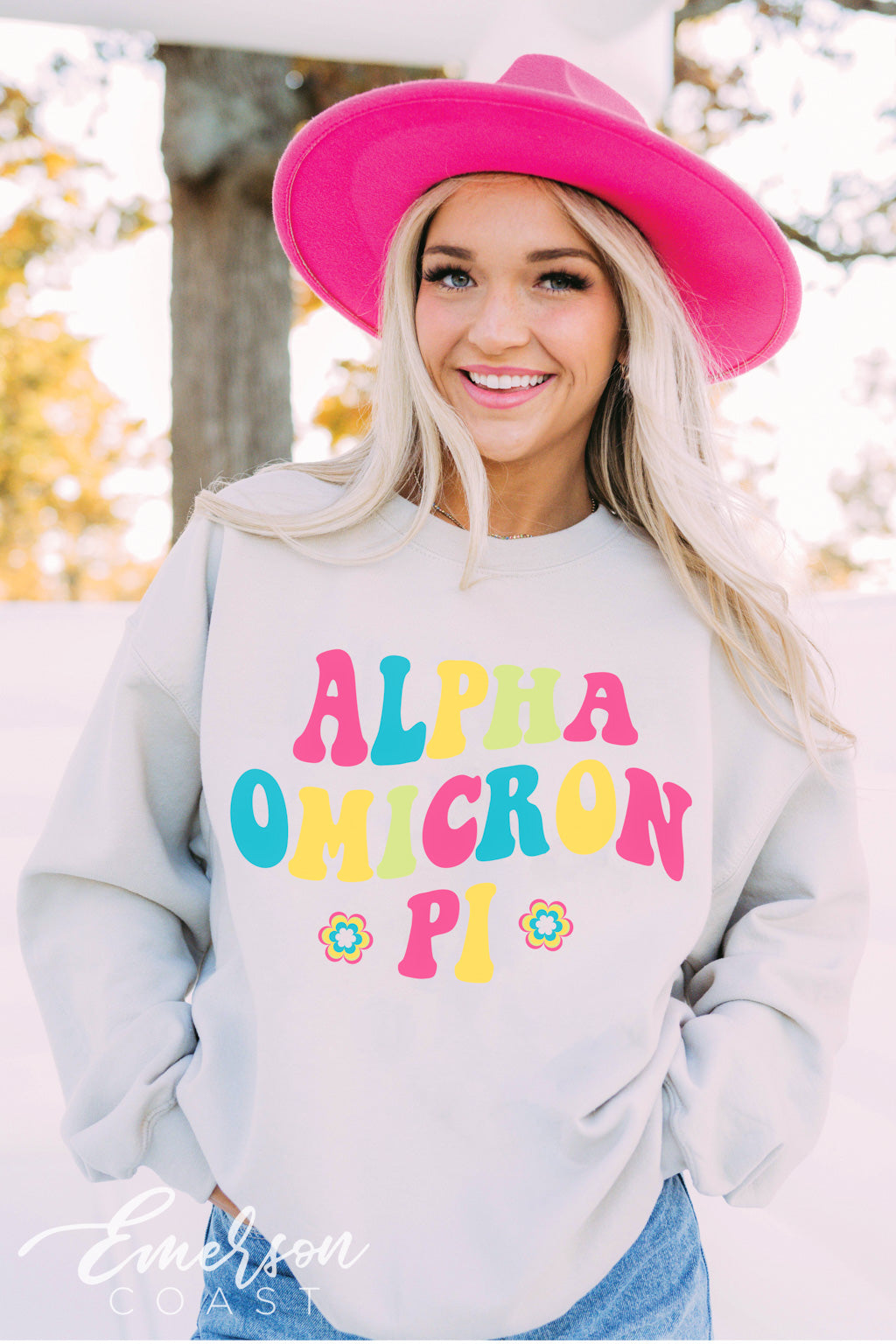 Alpha Omicron Pi Bright Floral Crewneck