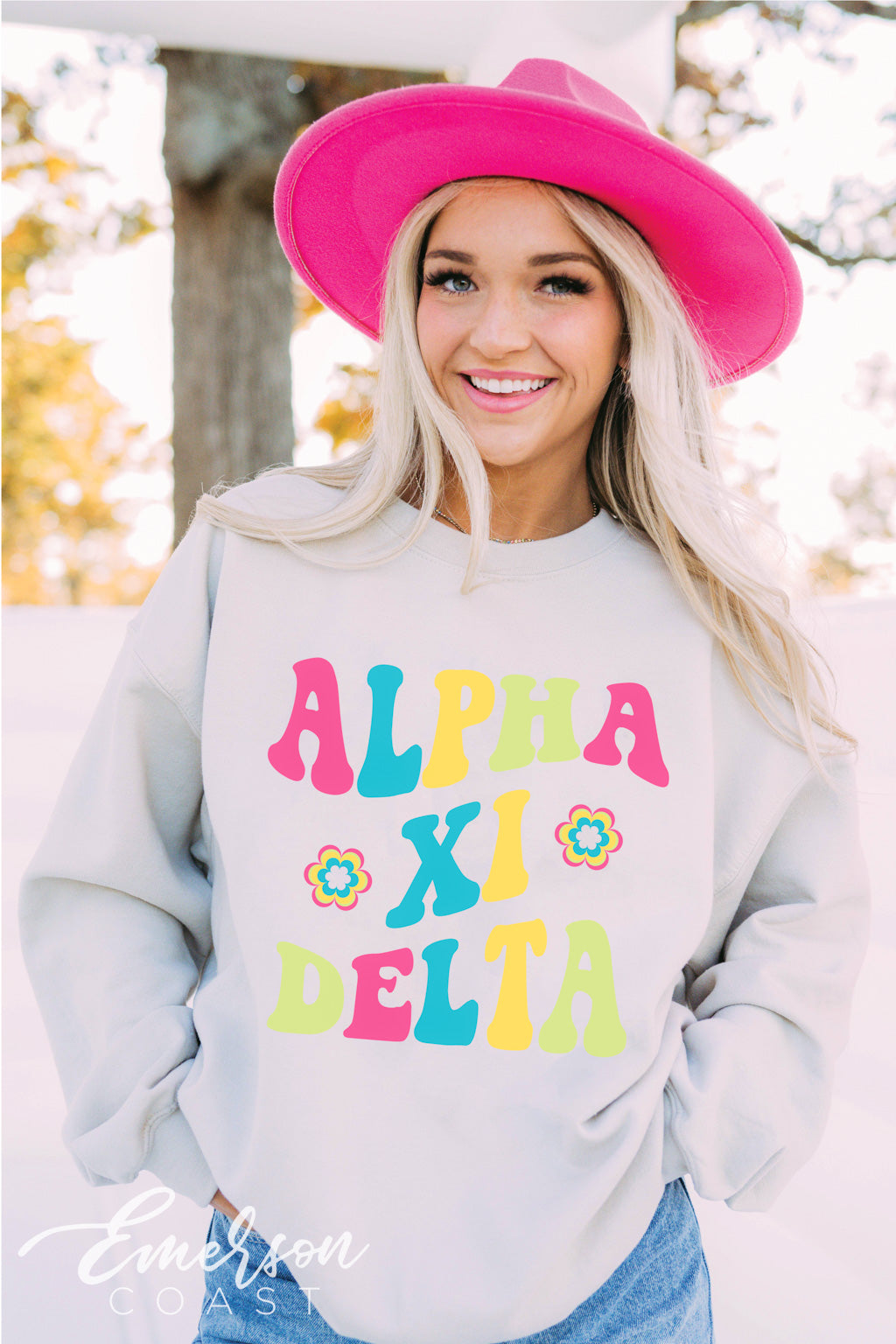 Alpha Xi Delta Bright Floral Crewneck