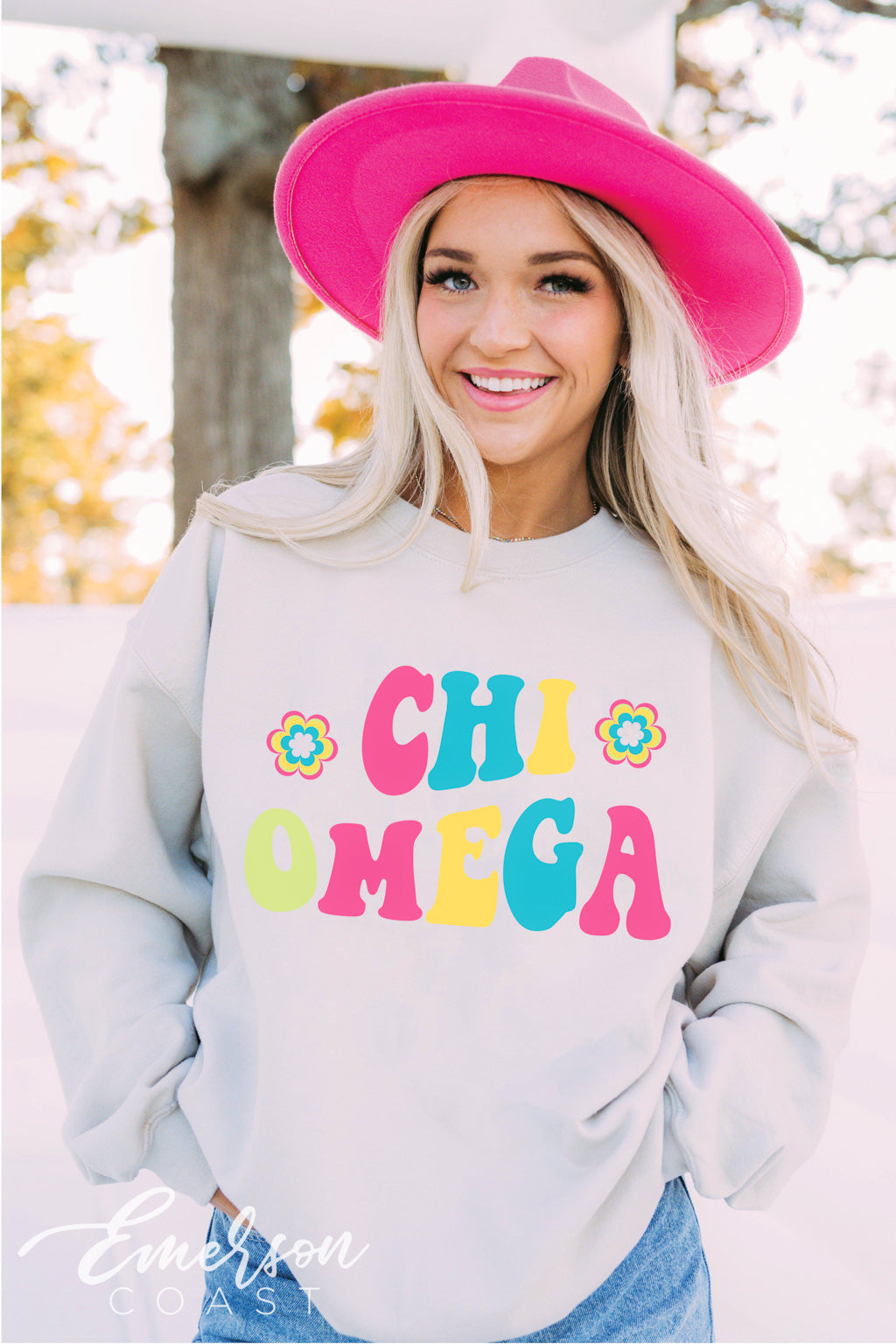 Chi Omega Bright Floral Crewneck
