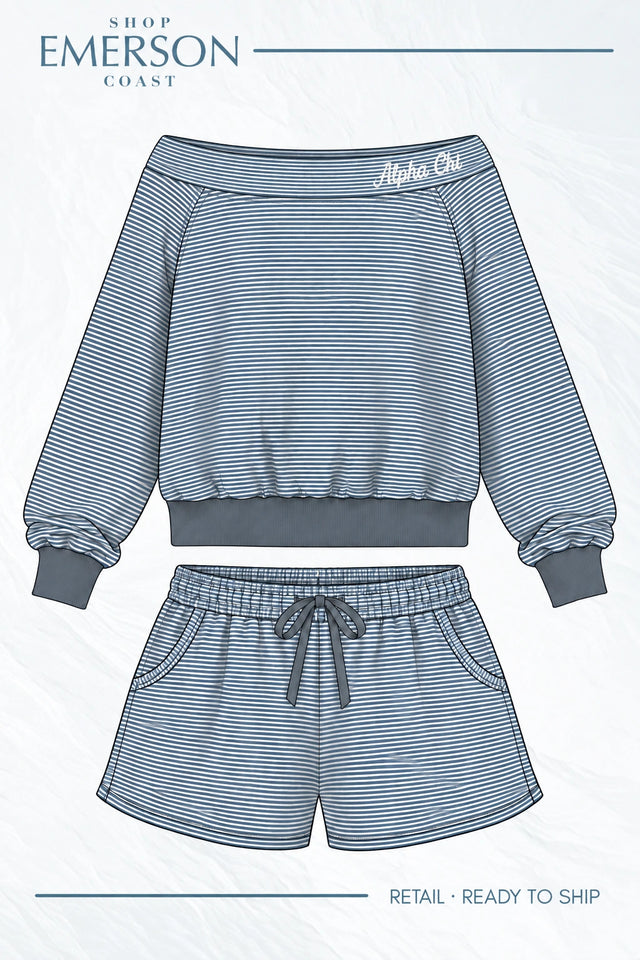 Alpha Chi Omega Cozy Hour Off The Shoulder Set