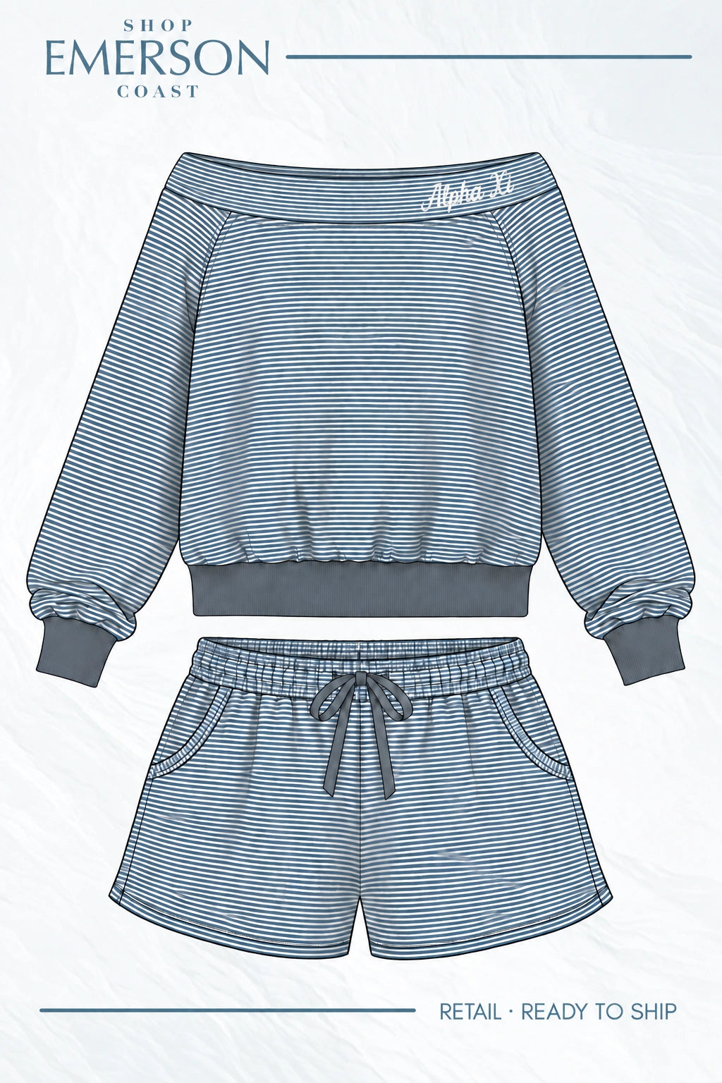 Alpha Xi Delta Cozy Hour Off The Shoulder Set