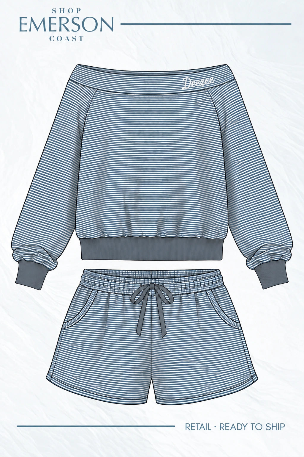 Delta Zeta Cozy Hour Off The Shoulder Set