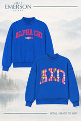Alpha Chi Omega Blue Lakeside Reversible Mockneck