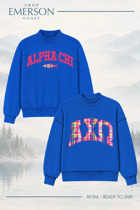 Alpha Chi Omega Blue Lakeside Reversible Mockneck