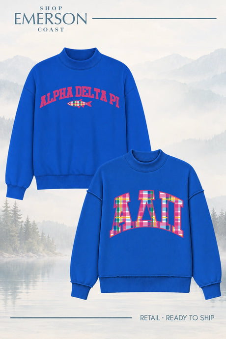 Alpha Delta Pi Blue Lakeside Reversible Mockneck