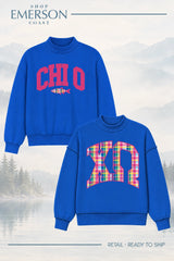Chi Omega Blue Lakeside Reversible Mockneck