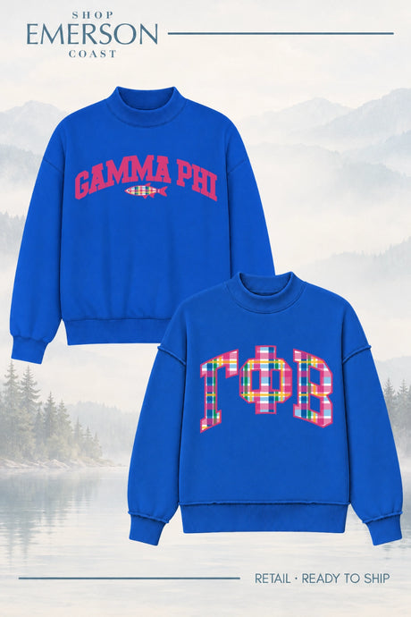 Gamma Phi Beta Blue Lakeside Reversible Mockneck