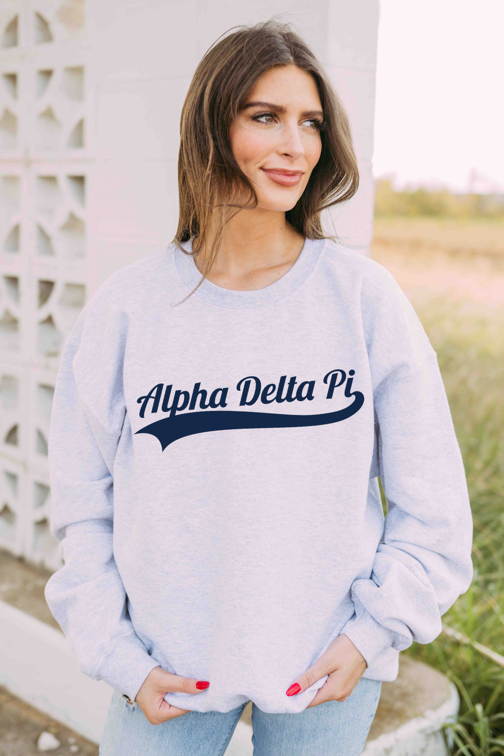 Alpha Delta Pi Baseball Script Crewneck