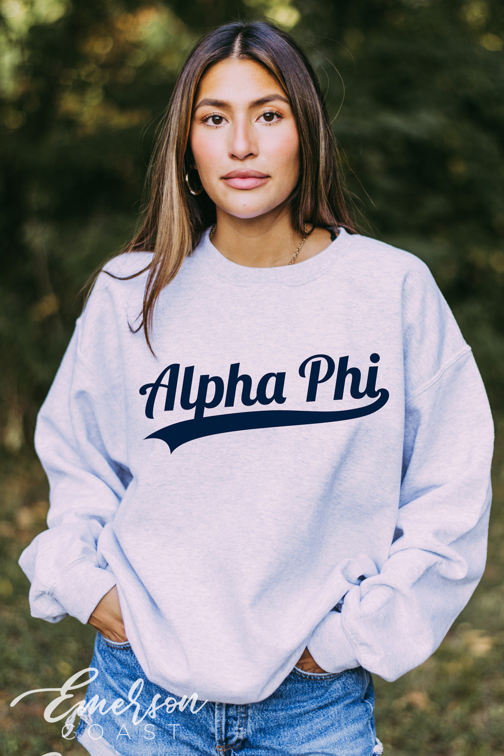 Alpha Phi Baseball Script Crewneck