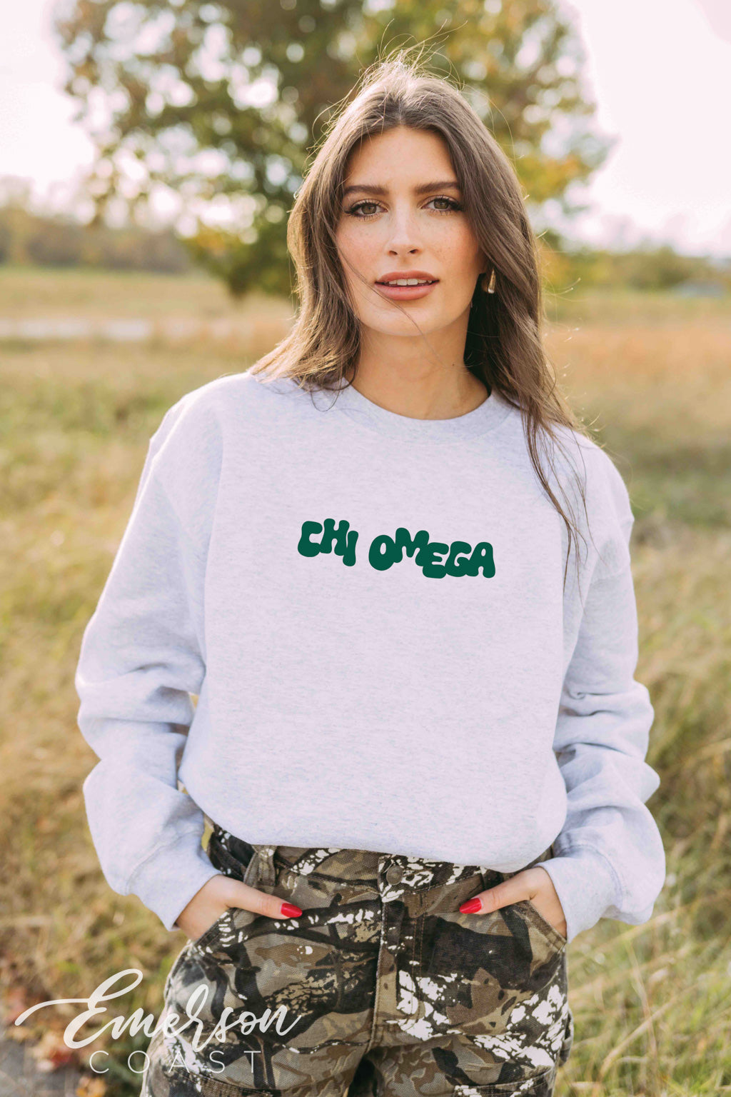 Chi Omega It&#39;s Giving Outdoors Crewneck
