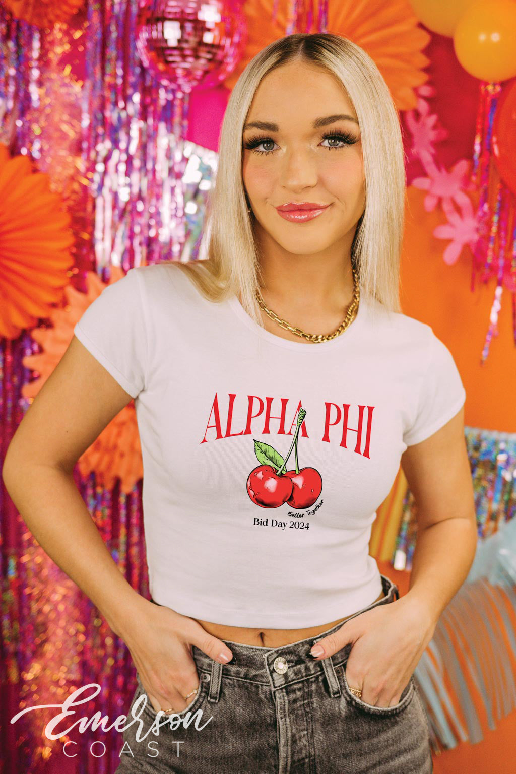 Alpha Phi Cherry Bomb Bid Day Baby Tee