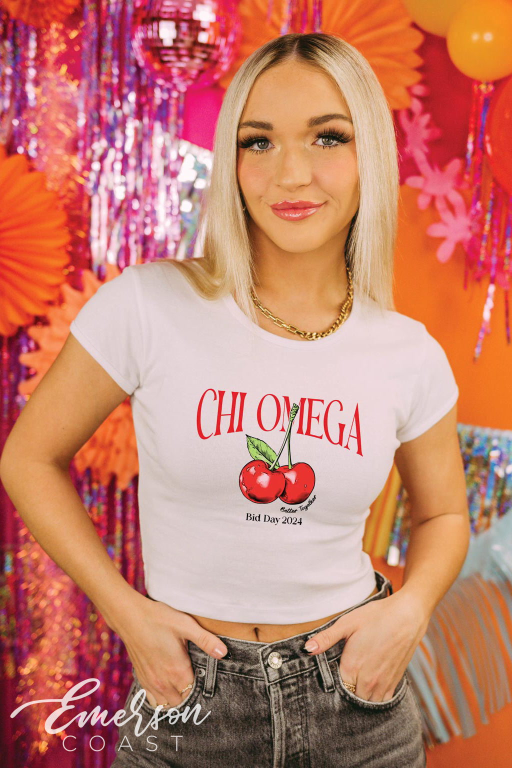 Chi Omega Cherry Bomb Bid Day Baby Tee