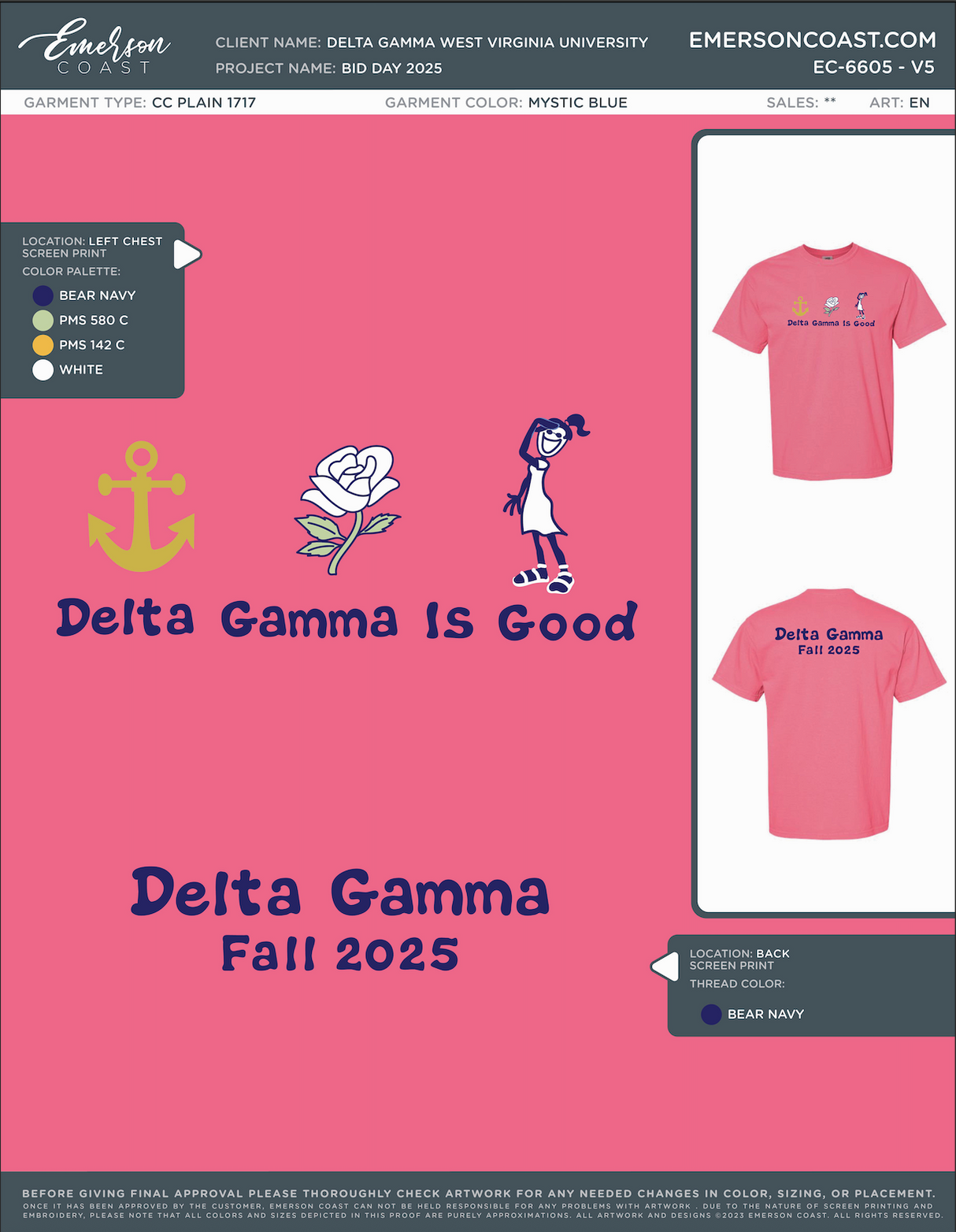 EC-6605 Delta Gamma West Virginia University Bid Day 2025-BD