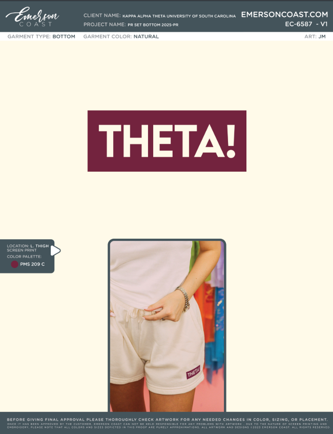 EC-6587 Kappa Alpha Theta University of South Carolina Set Bottom PR 2025-PR