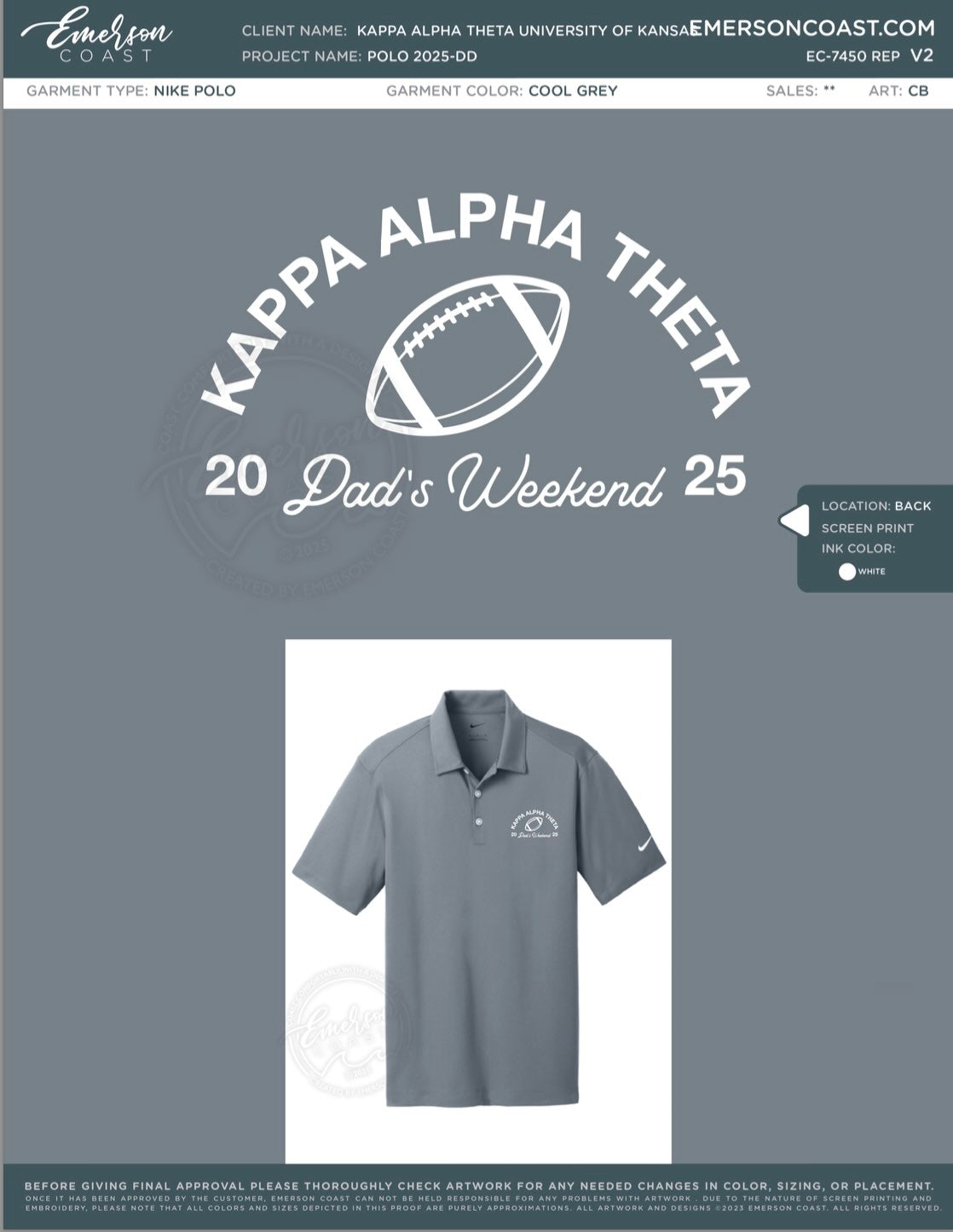 EC-7450 REP Kappa Alpha Theta University of Kansas Polo 2025-DD