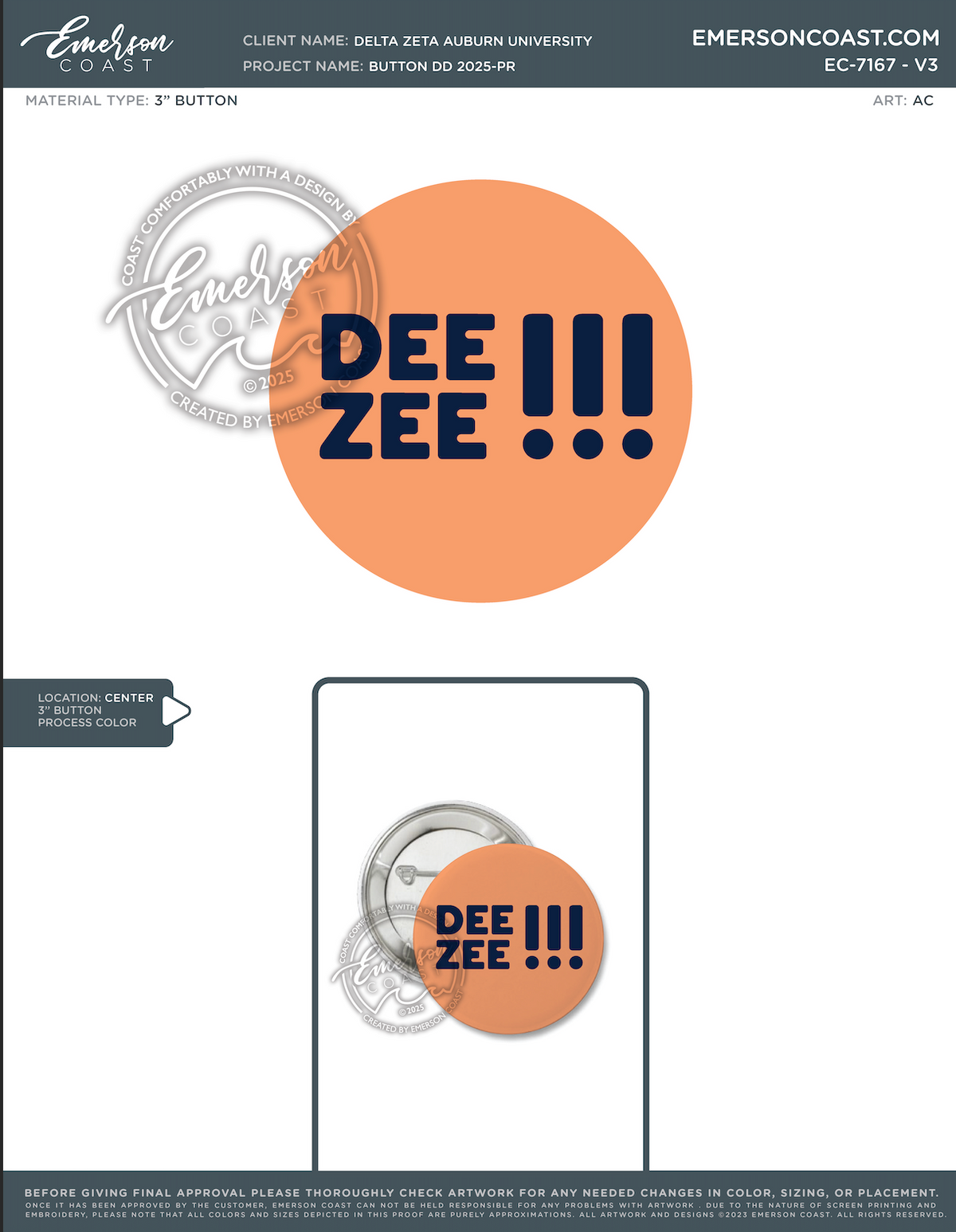 EC-7167 Delta Zeta Auburn University Button DD 2025-PR