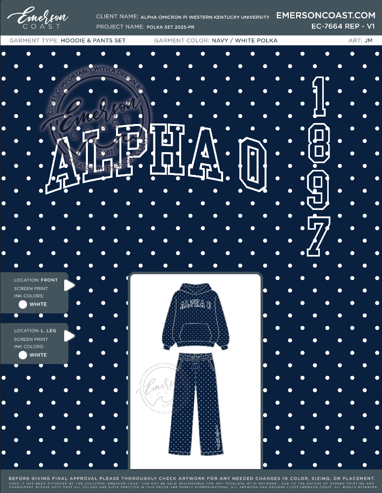 EC-7664 REP Alpha Omicron Pi Western Kentucky University Polka Set 2025-PR