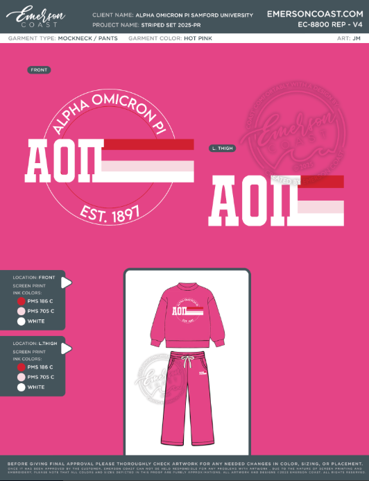 EC-8800 REP Alpha Omicron Pi Samford University Striped Set 2025-PR